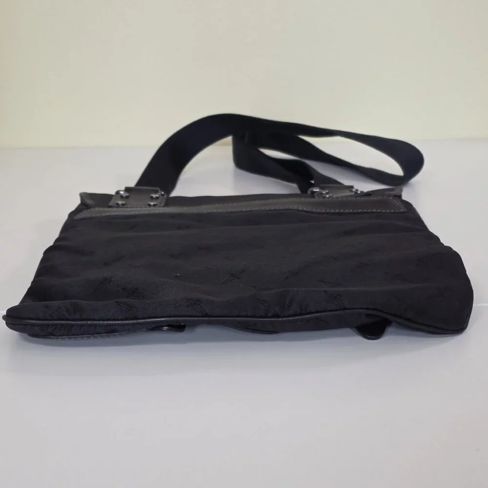 Cesare Paciotti Messenger Cross Body Dagger AOP Bag Made In Italy Black Embossed